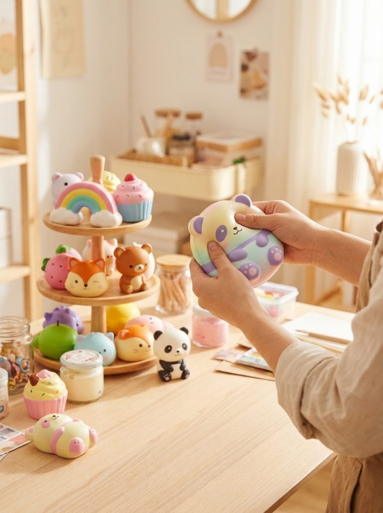 Beautiful slow rise foam DIY squishies in multiple cute shapes demonstrating slow expansion quality that makes them satisfying 