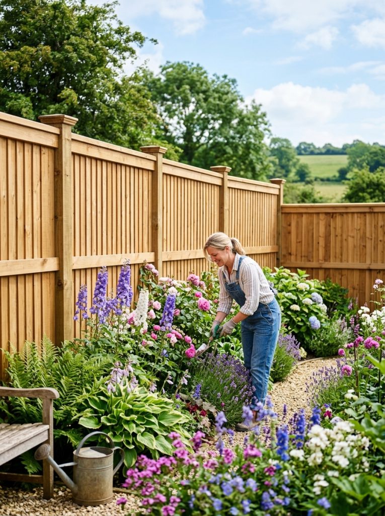 Beautiful tall deer proof garden fence at proper height surrounding garden as effective boundary and beautiful garden featur