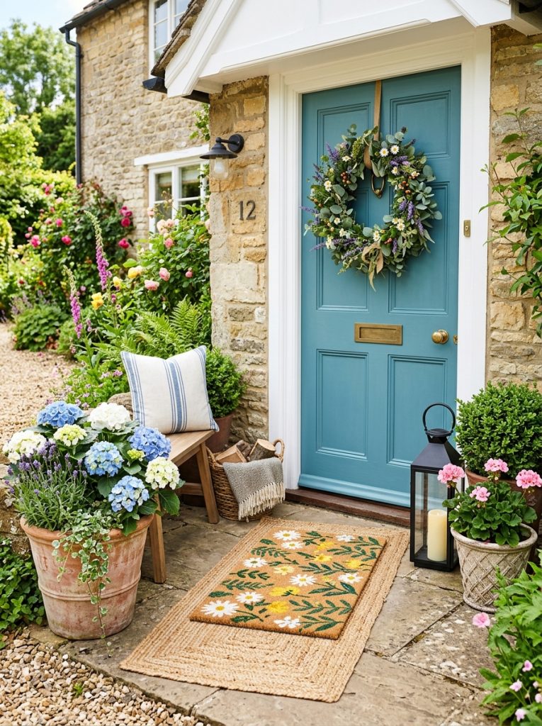  Beautiful welcome mat front entrance outdoor with charming mat at decorated entrance with coordinating decor as warmly welcoming display