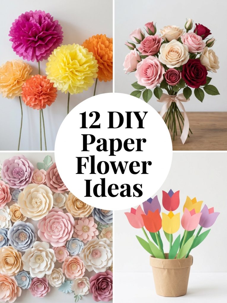 12 DIY Paper Flowers Easy Ideas