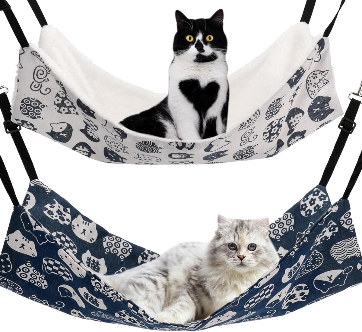 Reversible clip on cage cat hammock two pack